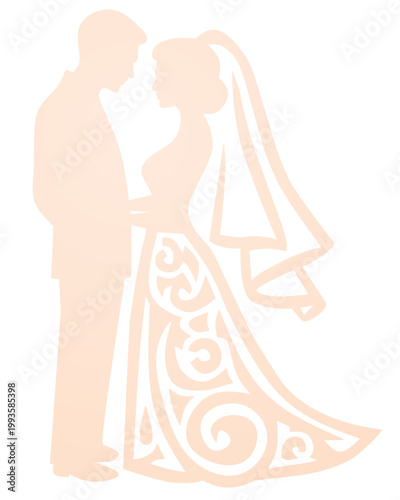 Beige novios silueta.