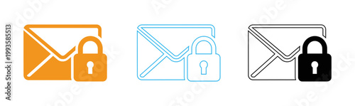 Secure email communication icons protected correspondence and confidentiality