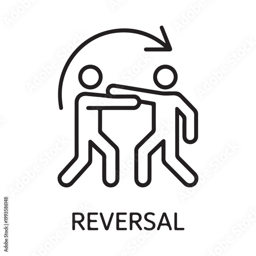 Line art illustration of two people performing a judo reversal technique