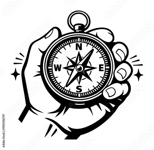 Glowing softly in the hand, a classic compass offers reliable guidance and precise navigation for adventures, trips, and discovery