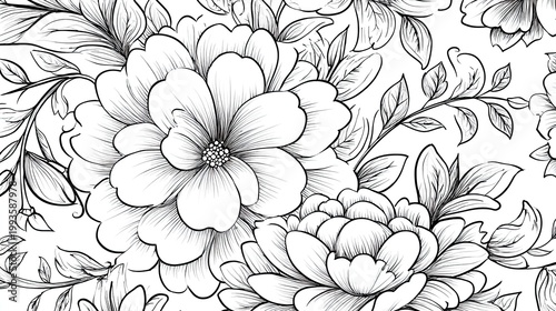 Floral pattern illustration elegant botanical drawing seamless repeating design