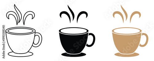 Hot Coffee Cup Symbol Simple Line Vector