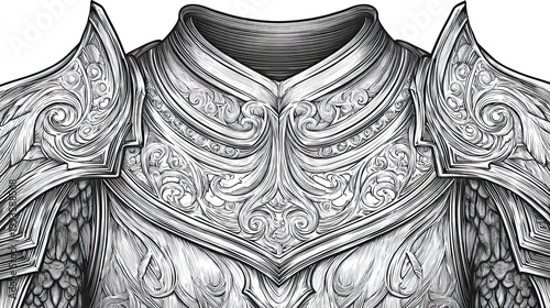 Intricate armor illustration with ornate details and textures isolated