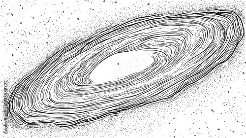 Abstract swirling design of concentric rings on a white background