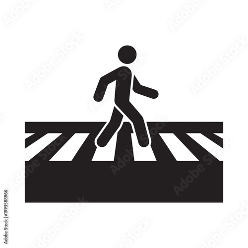 Pedestrian crossing sign depicting a person walking across stripes