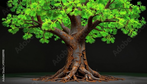 Lush green tree growth forest environment nature photography vibrant ecosystem ground-level view organic life