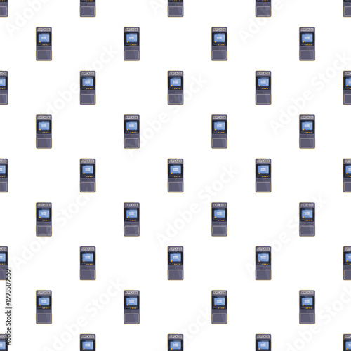 Arcade cabinets creating a seamless repeating pattern on a white background