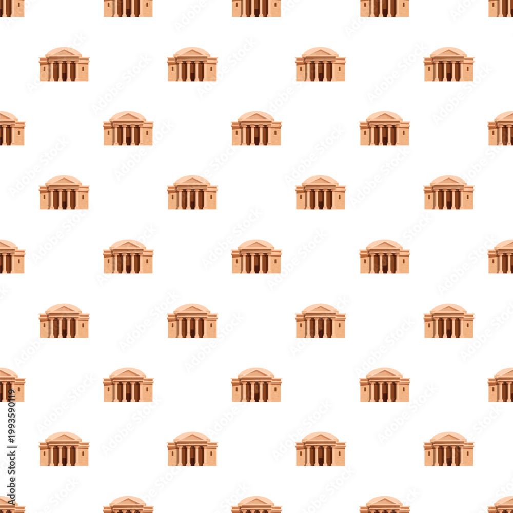 Naklejka premium Neoclassical architecture icons forming a seamless background pattern