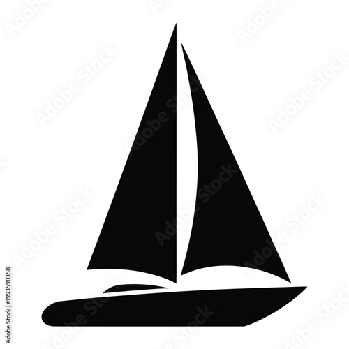 A striking black silhouette of a sailboat gliding across the water evoking a sense of freedom