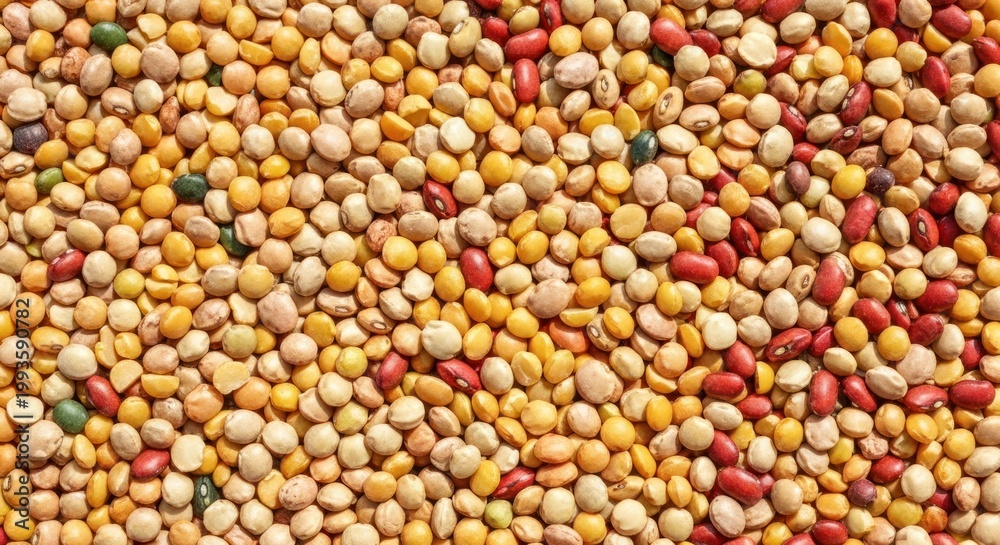 Fototapeta premium A close-up of a colorful mixture of dried beans and legumes