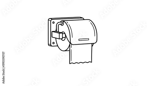 Tissue paper holder line icon bathroom fittings vector illustration