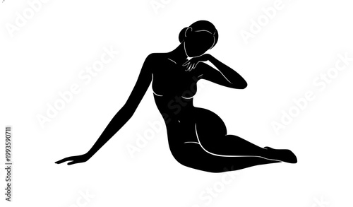 Reclining female silhouette figure artistic vector illustration