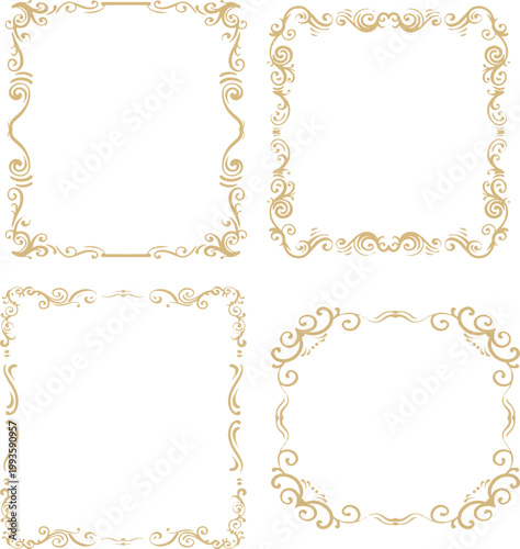featuring four ornamental frame designs with baroque carving style