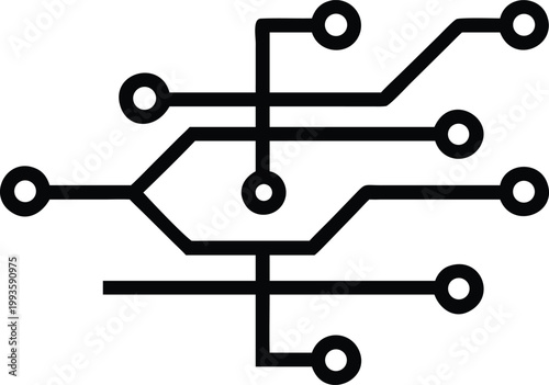 Complex schematic diagram of interconnected pathways with multiple nodes and branches Vector