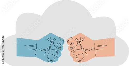 flag hands fist bump or conflict confrontation