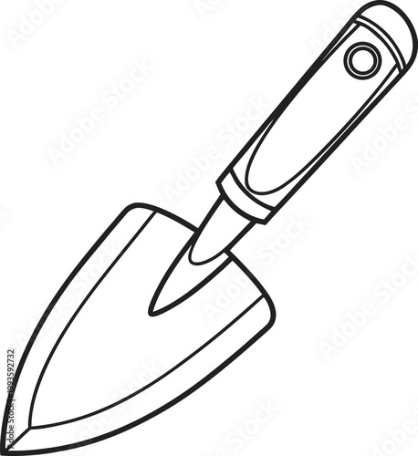 A hand tool featuring a trowel blade and ergonomic handle for gardening tasks Vector