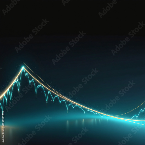 Descending financial curve background with glowing market line