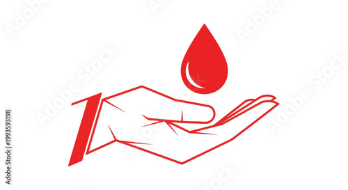 Hand holding blood drop with number 1