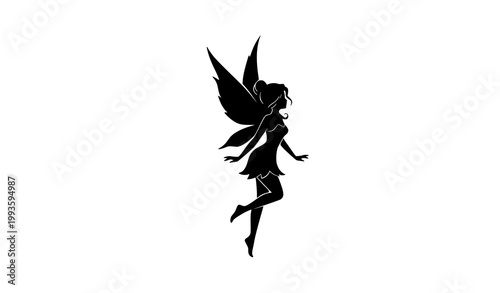 Magical Fairy Silhouette Fantasy Vector Illustration Elegant Fairy with Wings