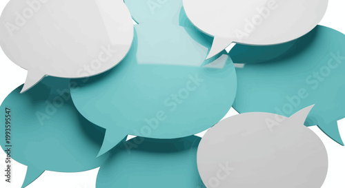 Colorful speech bubbles on white.