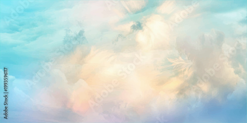 Abstract heavenly sky painted with a vibrant spectrum of colors, evokes a sense of peace and wonder, offering a picturesque panorama of nature's canvas for art, banner, web, ui, branding