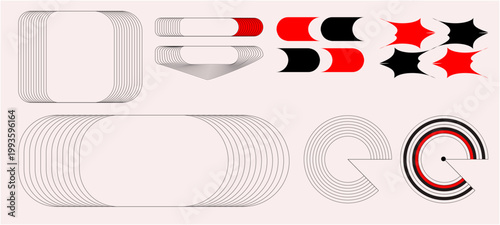 Hand drawn abstract minimal element midcentury vector set.  vector illustration of an abstract background