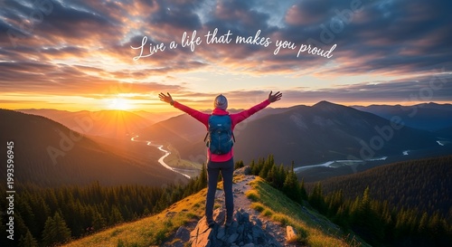 Inspirational concept of living with purpose, confidence, and self-worth. Motivational message encouraging personal growth, authenticity, and a life built on pride and meaningful achievements.