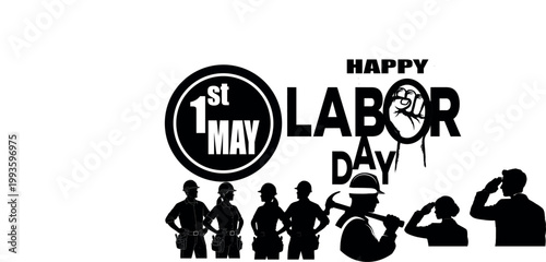 Celebrating labor day with workers and a patriotic circular design