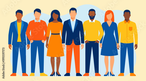 Diverse group of people standing together showcasing unity and community representation