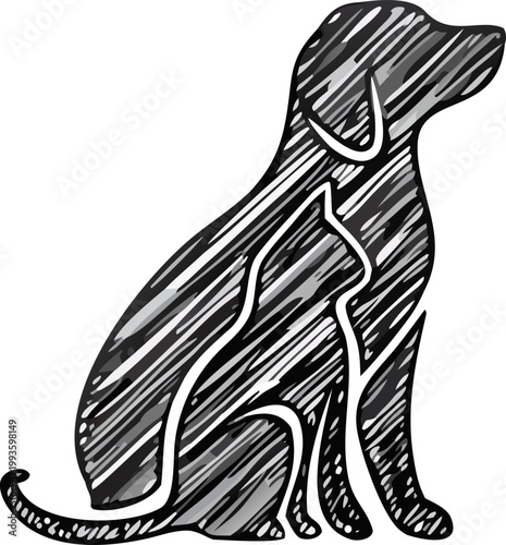 Clean line cat and dog icon vector with creative composition, suitable for pet grooming businesses, clinics, and pet-related branding projects.