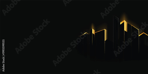 Abstract neon lightning 3d wave and audio equalizer graph lines glowing on a black background as a symbol of music technology and electricity