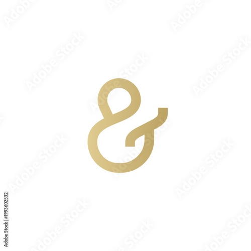 Luxury ampersand icon modern royal golden color logo design