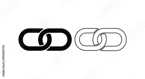 Black and white interlocking chain links on white background