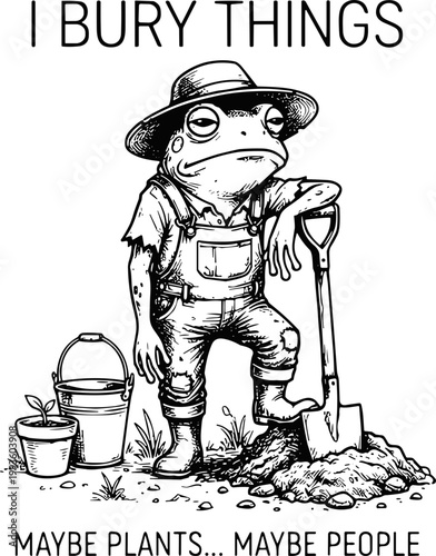 I Bury Things Maybe Plants Maybe People SVG, Funny Frog Gardening Meme SVG, Creepy Cute Garden Frog SVG, Gardening Frog SVG