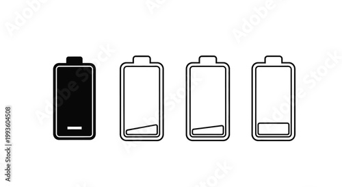 Sequence of four battery showing declining charge levels