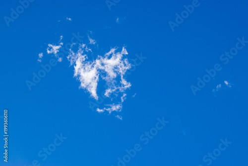 Beautiful blue sky with white fluffy clouds, natural daytime image, cloudscape with copy space. Scenic beauty of nature of Leh, Ladakh, India. Ladakh is known for clear atmosphere, bright environment.
