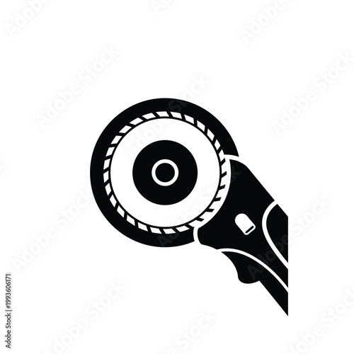Black and white of a handheld angle grinder tool