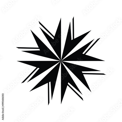 Black abstract starburst with sharp spikes explosion
