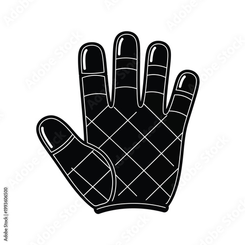 Black and white cross-hatched pattern textured padded glove
