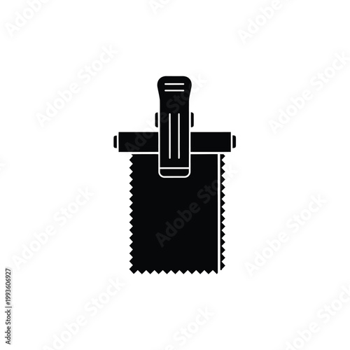 Black silhouette of a trowel with serrated edge