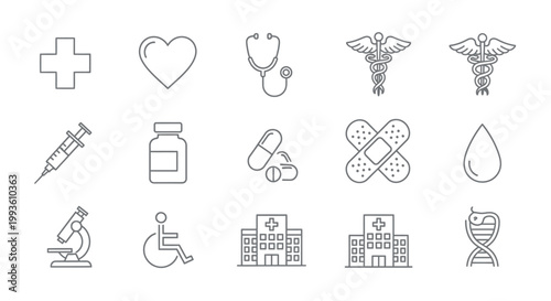 Medical icons and healthcare symbols.
