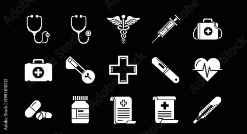 Medical icons for health care.