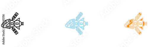 Collection of three spacecraft icons in different colors and styles
