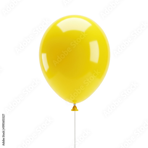 Single yellow balloon on a string against a black background