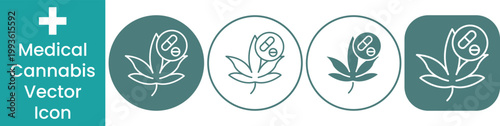 Medical Cannabis and Marijuana Leaf Vector Icon Set