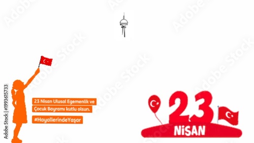23 Nisan Turkey National Day Animation Children Celebration Loop Background