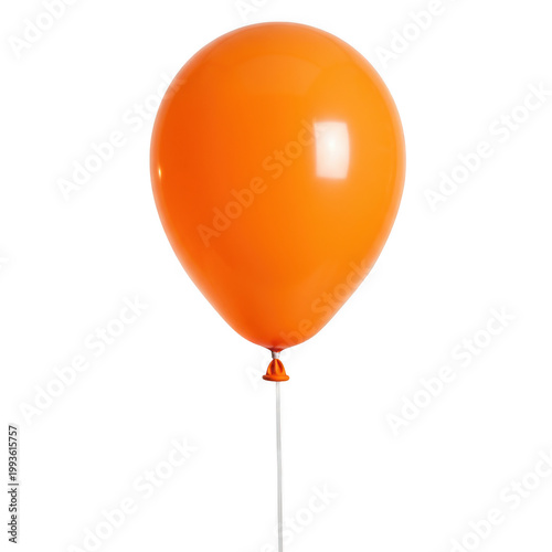 Single orange balloon isolated on black background