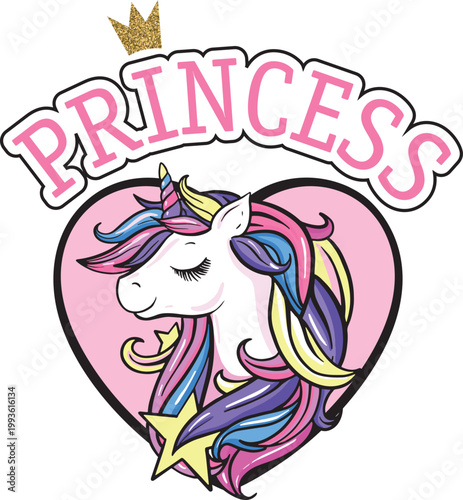 typography unicorn print. Magic background with glitter. for graphic tees, kids textile, clothes, banner, girls, women, child. 