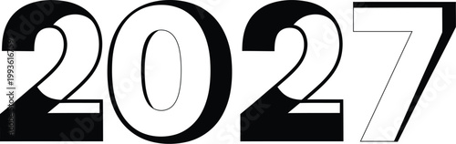 Bold black and white graphic displaying the year two thousand and twenty seven