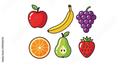 Collection of Fresh Fruits Illustration.